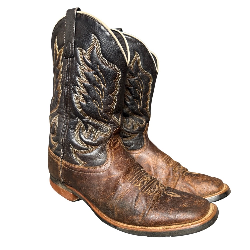Laredo 7800 Mens 11 D Brown Black Leather Square Toe Western Cowboy Boots